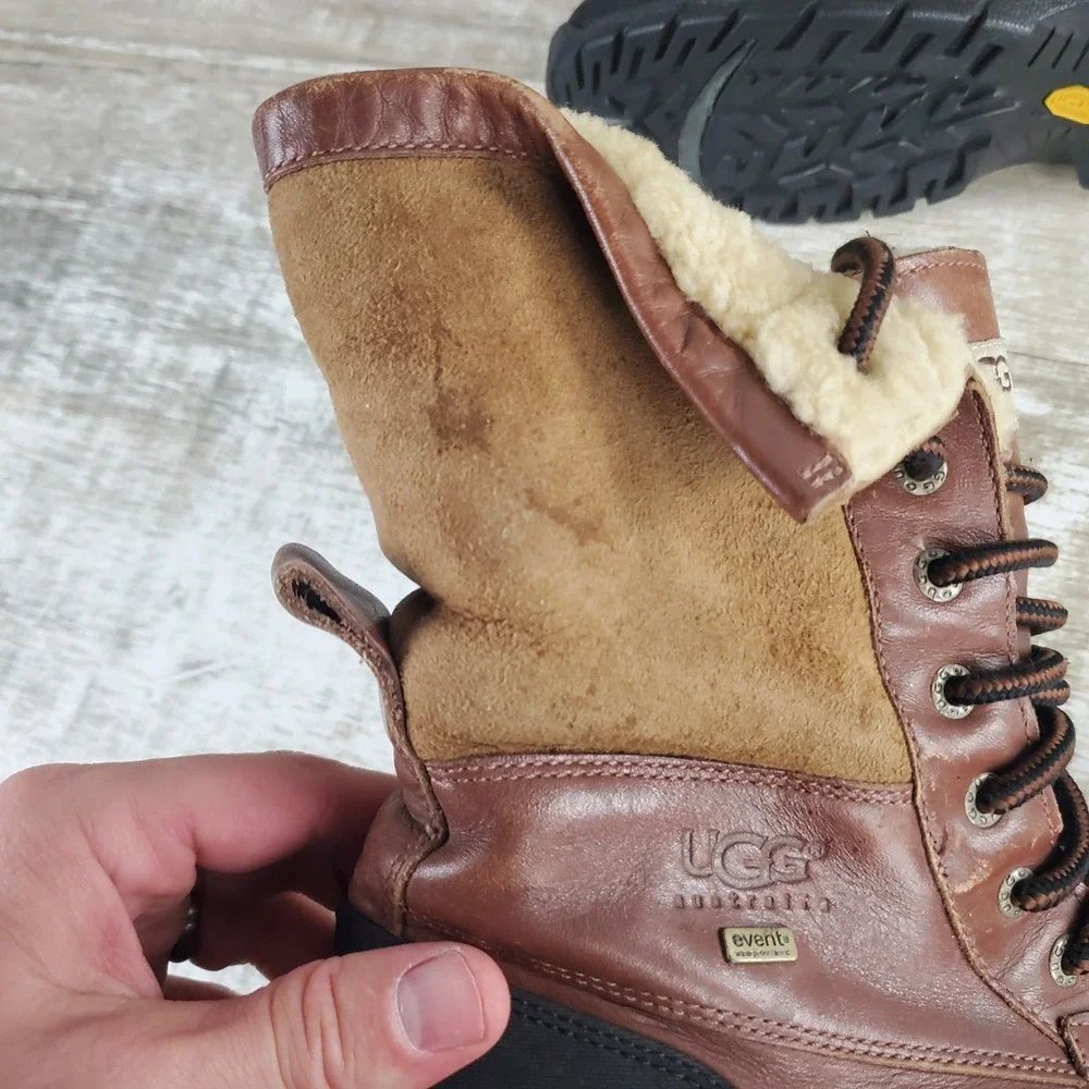 UGG Australia Kids Butte Boots Sz 5 Youth Brown Leather Shearling Waterproof
